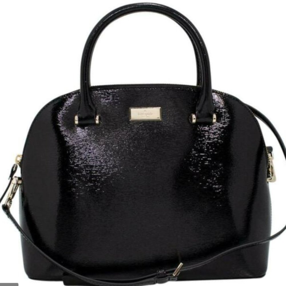 Kate Spade 'Carli Bixby Place' Black Patent Leather Satchel Handbag (Large)